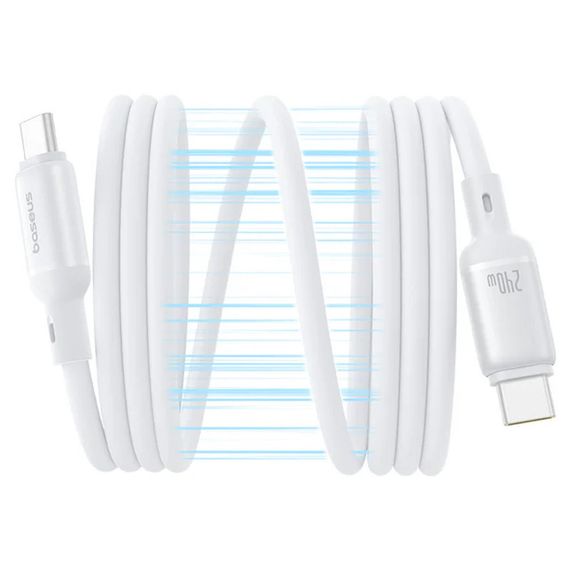 Дата кабель Baseus PicoGo Magnetic Liquid Silicone Type-C to Type-C 240W (1m) (P10376800) Moon White | Зображення 1