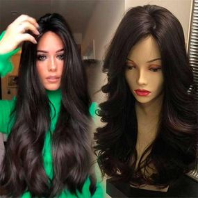 Парик волнистый без челки с пробором 65 см Брюнетка