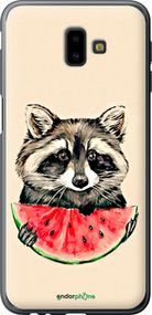 Чохол на Samsung Galaxy J6 Plus 2018 Єнотик з кавуном "4605t-1586-2448"