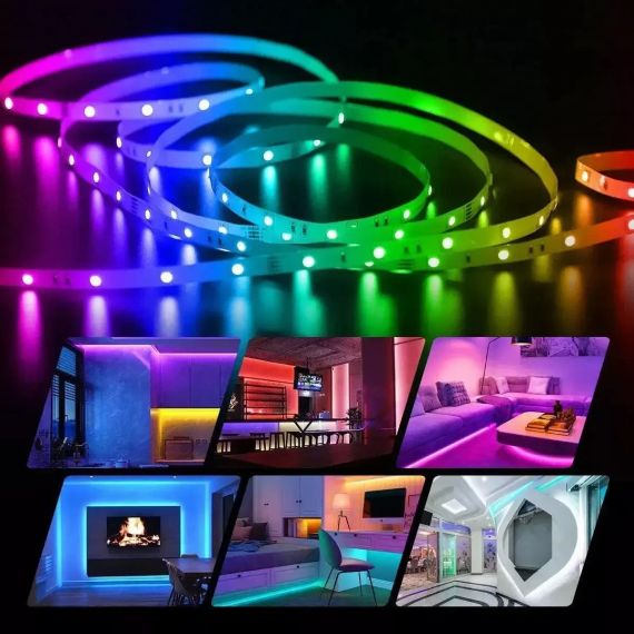 Умная светодиодная гирлянда LED RGB 5050, 5 м, водонепроницаемая IP67, многоцветная подсветка, с USB питанием 5.5V | Зображення 2