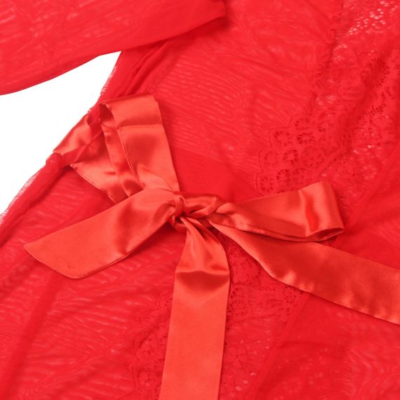 Халатик Star Night з поясом та мереживом, червоний, XS-S Sex Aura | Зображення 4