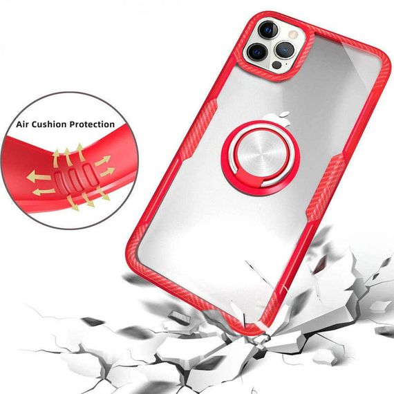 TPU+PC чехол Deen CrystalRing for Magnet (opp) для Apple iPhone 13 Pro (6.1") Бесцветный / Красный | Зображення 1