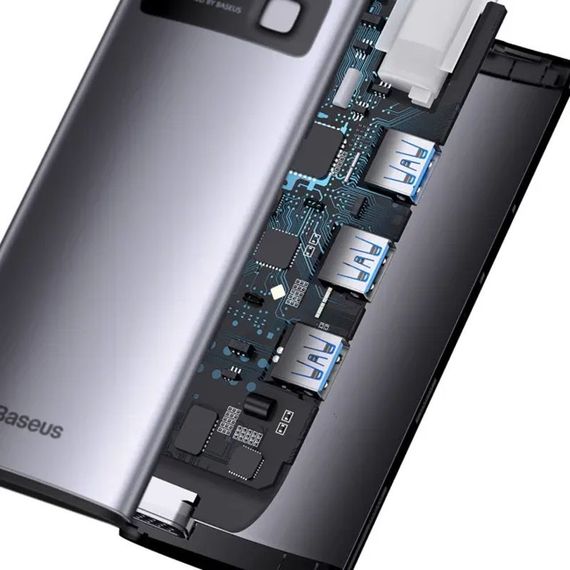 Перехідник HUB Baseus Metal Gleam Series 6-in-1 Multifunctional Type-C (WKWG080013) Gray | Зображення 4
