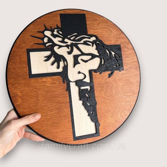 Настінне панно Ісус з фанери 35 см – християнський декор на стіну, лазерна різка, релігійна картина | Зображення 1