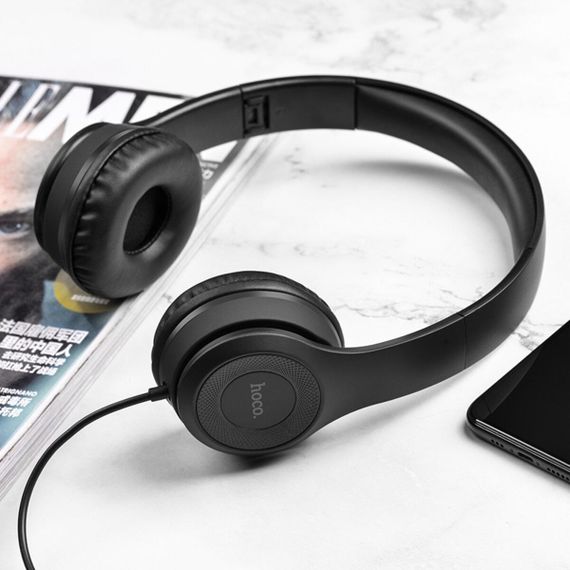 Навушники HOCO W21 Graceful charm wire control headphones Black | Зображення 2