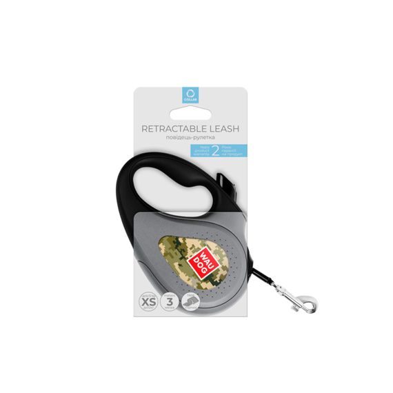 Рулетка для собак Waudog R-Leash XS с рисунком "Милитари", лента, 3 м | Зображення 1