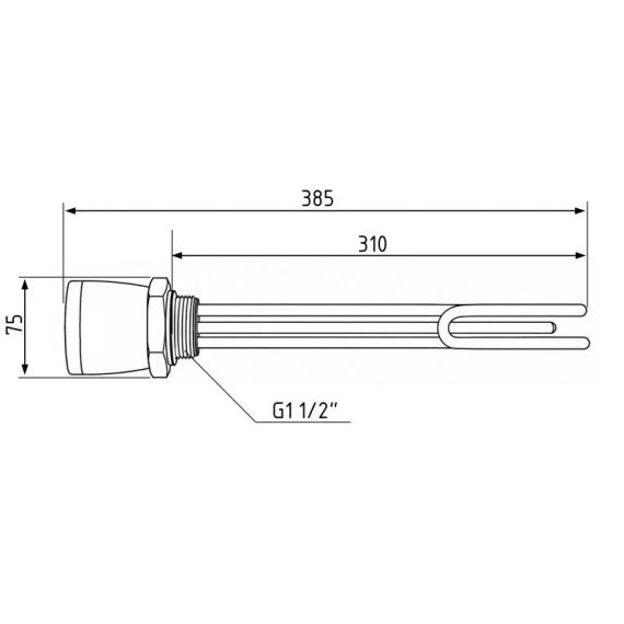 ТЭН с термостатом Galmet GE, 2 кВт, 230 В - 6/4" (1 1/2") (200 л) (41020011) | Зображення 1