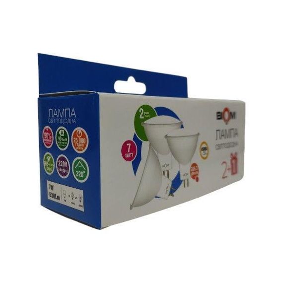 Свiтлодiодна лампа Biom BT-562/3 MR16 7W GU5.3 4500К матова (комплект 3шт.) | Зображення 2