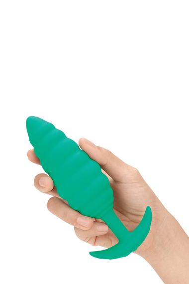 Анальна пробка з вібрацією, рельєфна B-VIBE-TEXTURE PLUG TWIST, зелена Sex Aura | Зображення 5