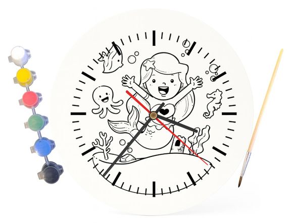 Детский набор для творчества часы раскраска Маленькая Русалочка 30 см (Г0204) | Зображення 2