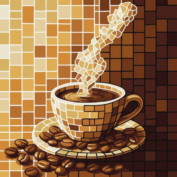 Картина за номерами "Вітраж. Кава" ©art_selena_ua KHO5166, 30х30 см