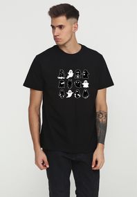 Футболка чоловіча чорна з принтом "Привиди", 2XL