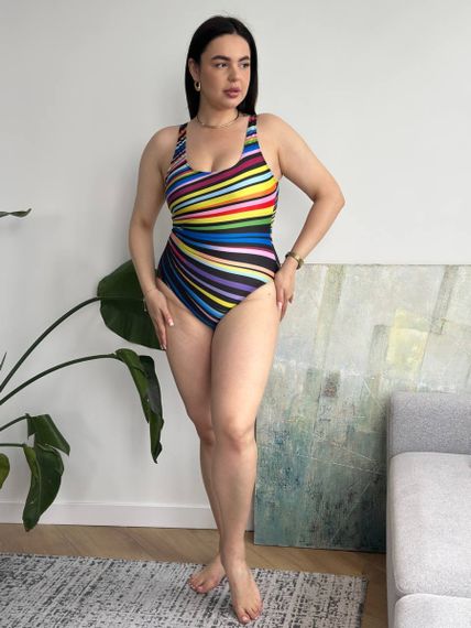 Яскравий суцільний купальник PLUS SIZE | Зображення 7