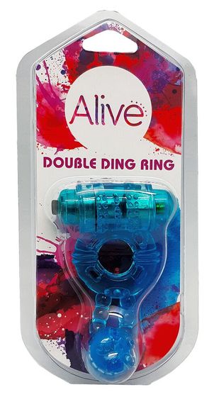 Ерекційне віброкільце Alive: Double Ding Ring Blue, два мотори | Зображення 1