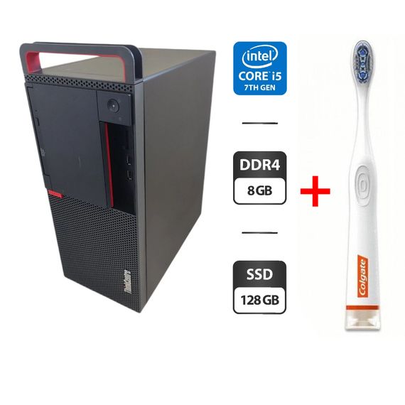 Комп'ютер Lenovo ThinkCentre M910T Tower / Intel Core i5-7500 (4 ядра по 3.4 - 3.8 GHz) / 8 GB DDR4 / 128 GB SSD / Intel HD Graphics 630 / Wi-Fi / DVD-ROM б/в + Подарунок  Розумна інтерактивна зубна щітка Colgate