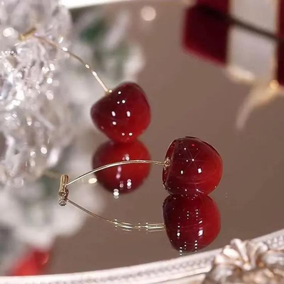 Сережки "вишні", сережки з вишнями, сережки "черешні", сережки з черешнями, сережки з черешнями, сережки з вишеньками | Зображення 2