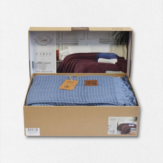 Вафельное покрывало Sikel 210×240 см. Carel Mavi
