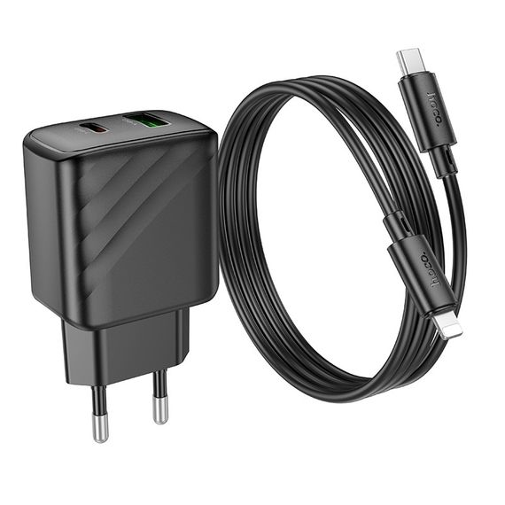 Сетевое Зарядное Устройство Hoco CS23A 1USB/1USB-C PD/QC 30W+Type-C to Lightning | Зображення 6