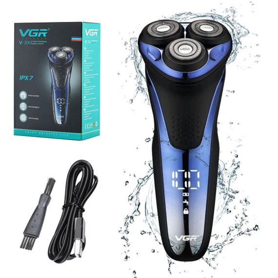 Електробритва акумуляторна з вологозахистом VGR V-306 / Чоловічий тример для бороди з USB-зарядкою