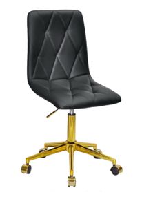 Стілець Melvin GD-Modern Office із золотою хрестовиною на колесиках, м'яке сидіння екошкіра колір чорний