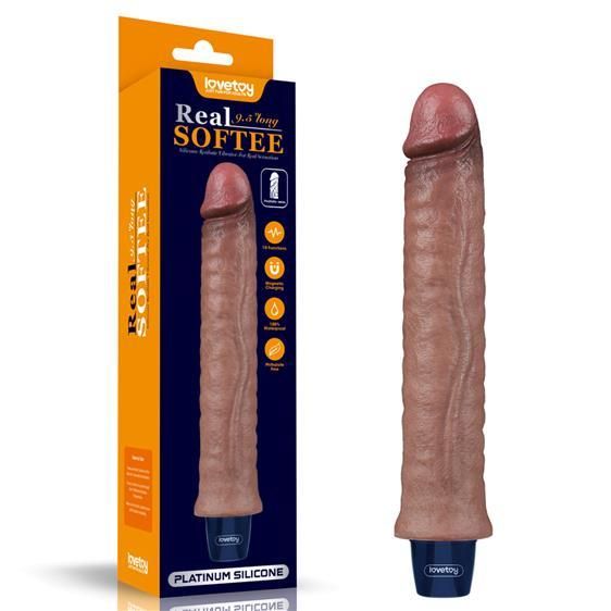 Вибратор - Real Softee Rechargeable Silicone Vibrating Dildo 9.5" Sex Aura