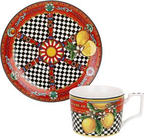Чайно-кавовий набір Sicilia "Limoni" (Лимони) 220мл на 6 персон, порцеляна