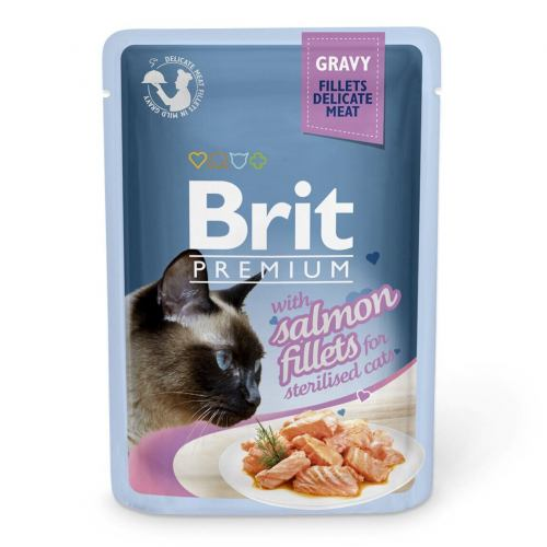 Вологий корм Brit Premium для стерилізованих котів з лососем в соусі 24шт*85г