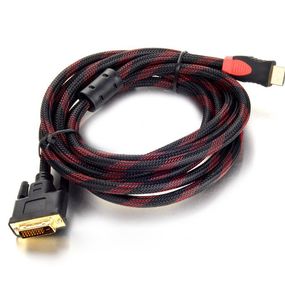 Кабель HDMI (папа) -DVI (папа) 3.0м,2 феррита,оплетка,круглый Black/RED,Пакет