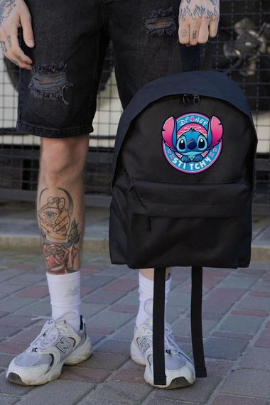 Повсякденний Рюкзак Шкільний  Without Compact З Принтом Стіч Black