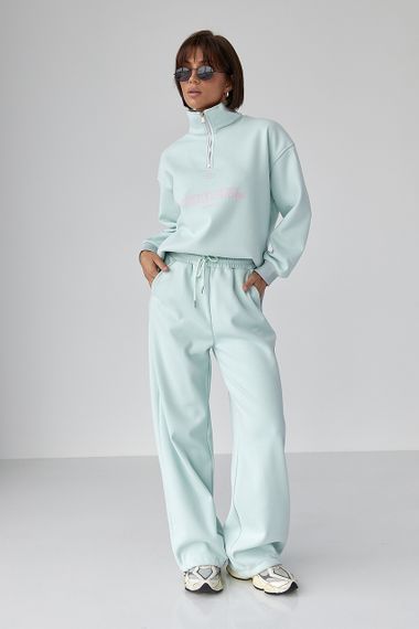 Теплий спортивний костюм з написами - бірюзовий цвет, M/L (є розміри) | Зображення 3