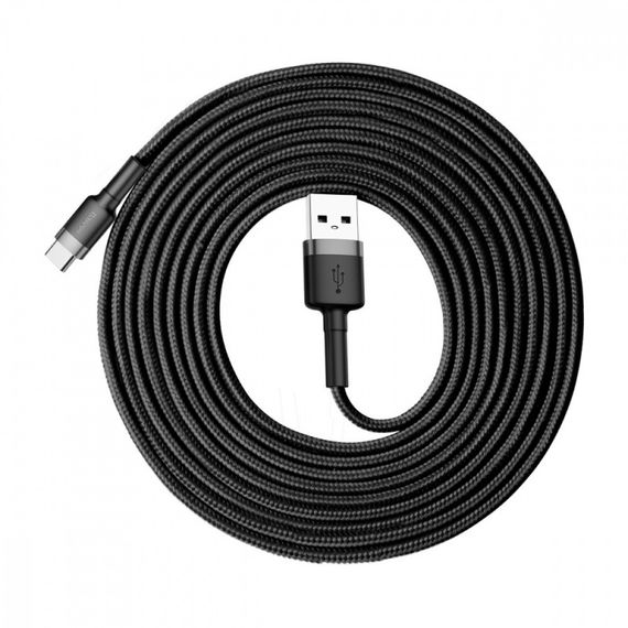 Дата кабель Baseus Cafule Type-C Cable 2A (3m) (CATKLF-U) Черный / Серый | Зображення 2