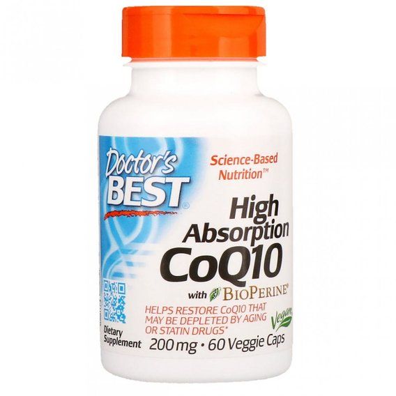 Коензим Doctor's Best High Absorption CoQ10 with BioPerine 200 mg 60 Veg Caps