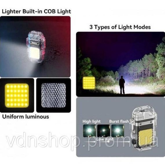 Запальничка спіральна водонепроникна електронна з LED ліхтариком та зарядкою від USB OL-90 | Зображення 4