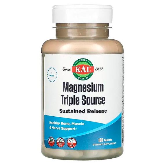 Микроэлемент Магний KAL Magnesium Triple Source 100 Tabs