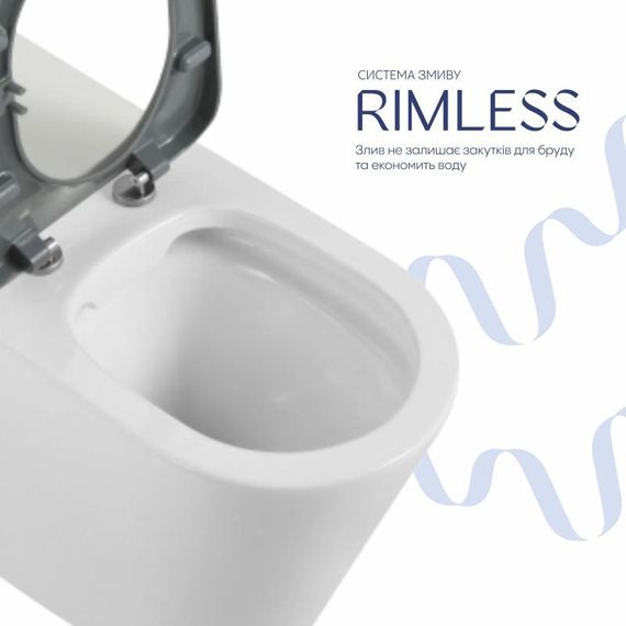 Унітаз підлоговий Qtap Freedom інклюзивний безбарвний Rimless безобідковий із сидінням Soft-close WHITE QT22223368W | Зображення 5