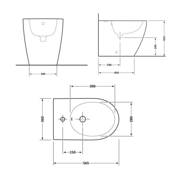 Биде напольное Qtap Scorpio 565x355x410 White QT14441380W | Зображення 1