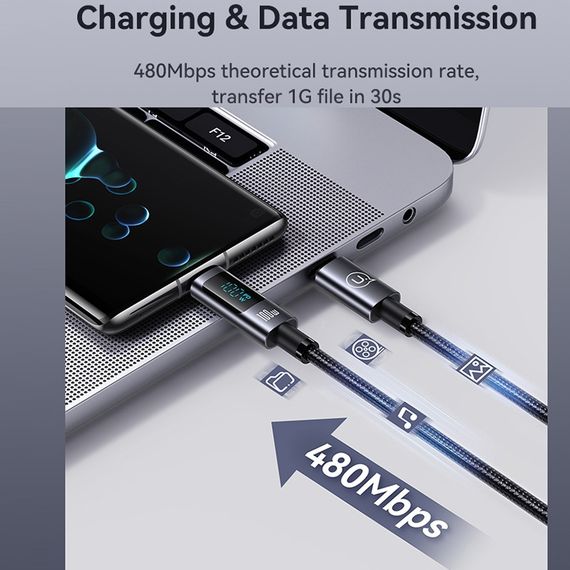 Дата кабель USAMS US-SJ671 Type-C to Type-C 100W Sufeng Series (1.2m) Tarnish | Зображення 7