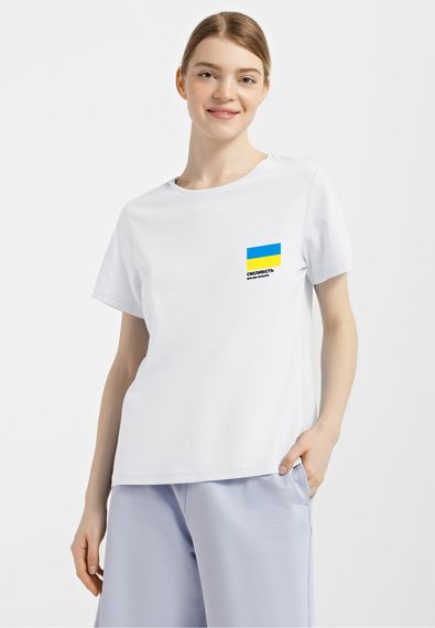Футболка жіноча біла з принтом "Кольори сміливості", S