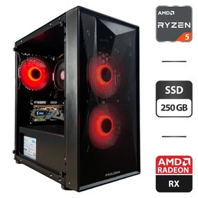 Ігровий ПК ProLogix E102 Tower / AMD Ryzen 5 1500X (4 (8) ядра по 3.5 - 3.7 GHz) / 16 GB DDR4 / 250 GB SSD / AMD Radeon RX 580, 8 GB GDDR5, 256-bit / 500W б/в