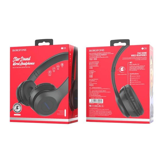 Навушники BOROFONE BO5 Star sound wired headphones Black | Зображення 2
