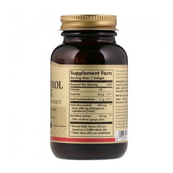 Ресвератрол Solgar Resveratrol 250 mg 30 Softgels | Зображення 1