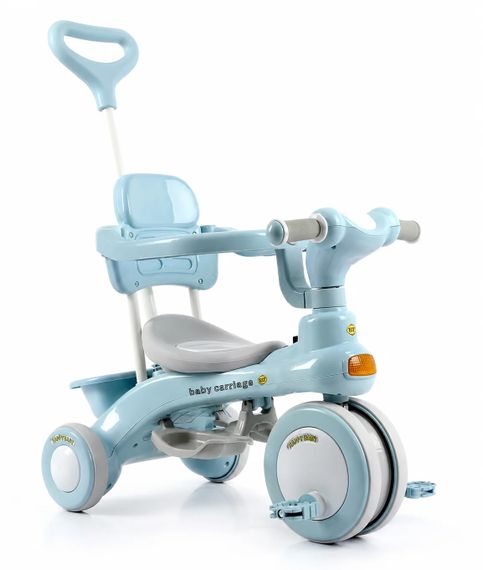 Дитячий триколісний велосипед Baby Carriage 588 блакитний з батьківською ручкою • Велосипед-коляска Baby Carriage 588 для малюків з кошиком | Зображення 5