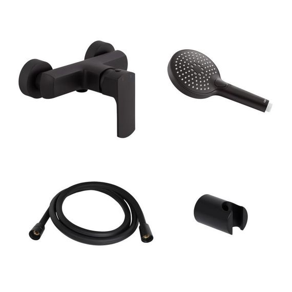 Акційний набір Qtap: Змішувач для душу Lipno QTLIPNO4023101CB +Лейка Rucni QTRUCA120O3KBB+Шланг Hadice QTHADPVCSQ160B+