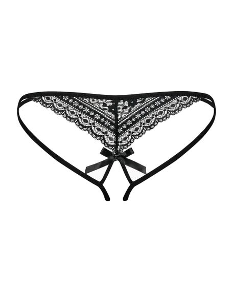 Жіночі стрінги - Obsessive Picantina Crotchless Thong Black L/XL | Зображення 1