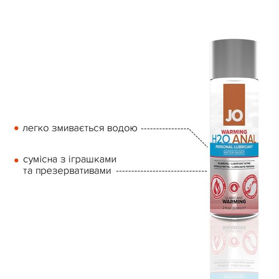 Анальна змазка JO ANAL H2O — WARMING (60 мл) розігрівальна, на водній основі sexstyle | Зображення 2