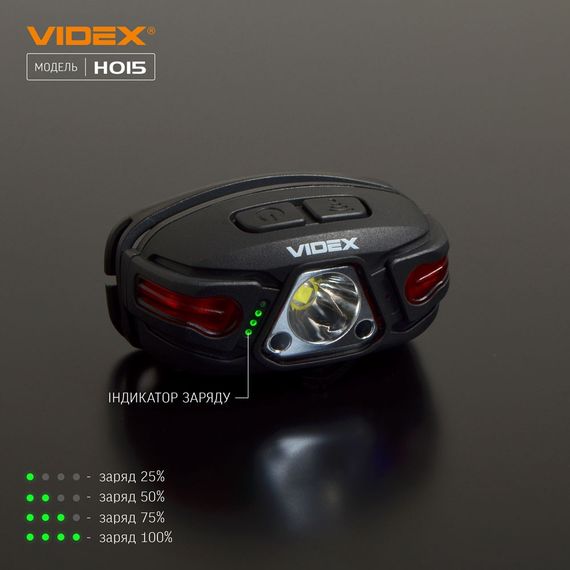 Налобний світлодіодний ліхтарик H015 VIDEX 330Lm 5000K ((ЗАРЯДЖАЄТЬСЯ ВІД USB)) | Зображення 8