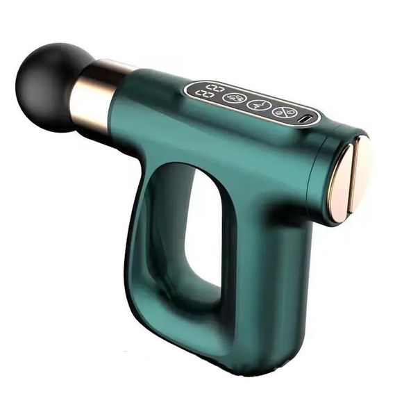 Ударный Перкуссионный массажер для тела и мышц Массажный пистолет EM HB-007 аккумуляторный зеленый VC-46