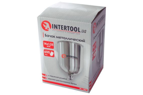 Бачок для краскопульта Intertool - 600 мл наружная резьба М14 x 1,25 мм (PT-1907) | Зображення 2