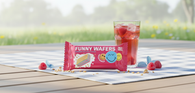 Вафлі з начинкою SmileyWorld FUNNY WAFERS з ароматом малини з холодком 400г (214522)