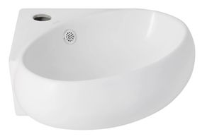 Раковина підвісна Qtap Leo N 380x360x130 мм, White, кутова, овальна, без донного клапана QT11115010WN